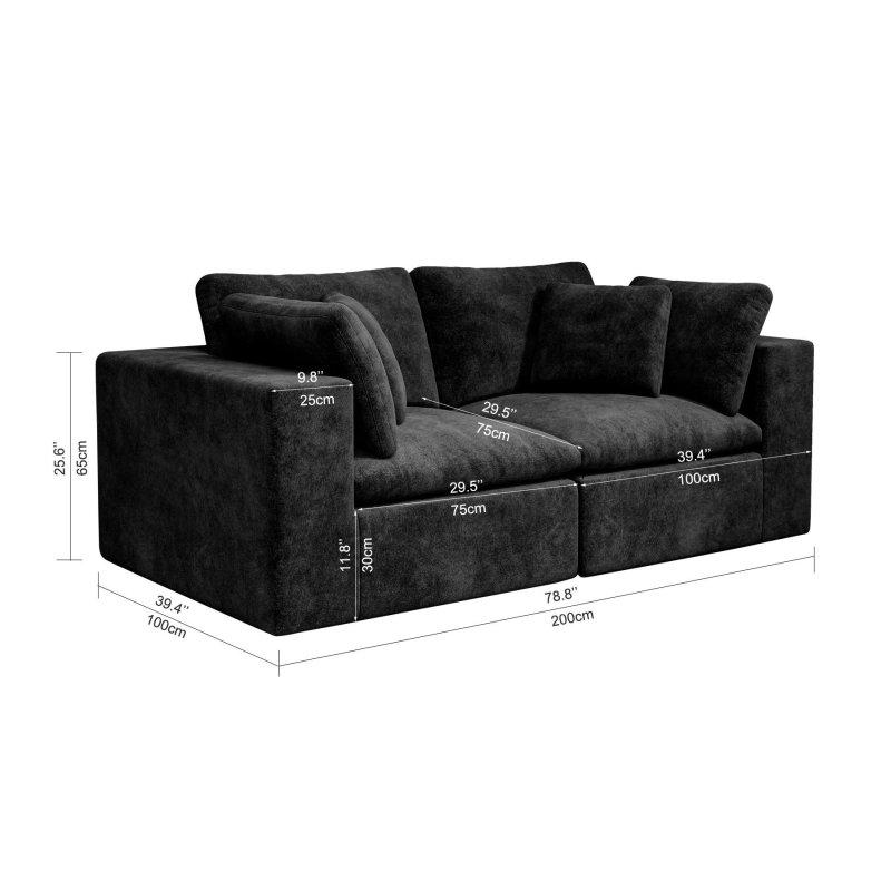 Kadife Kumaş Modüler Kurulum Gerektirmeyen 2 Kişilik Bohem Koltuk - 201x101 cm - 282281