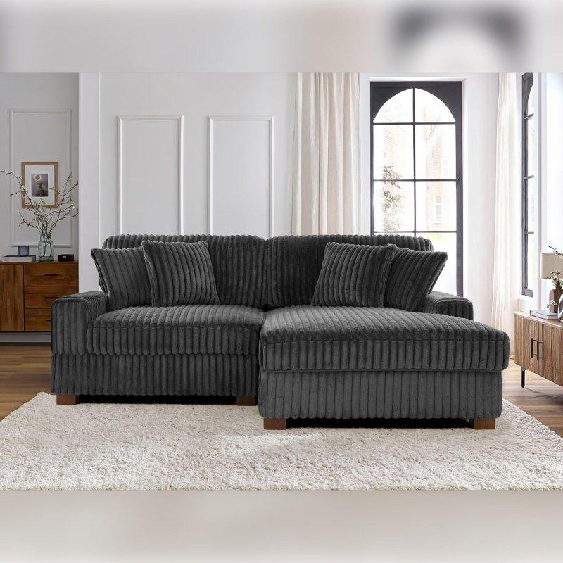 Kadife Kumaş Modüler Şezlonglu Köşe Koltuk - 210 cm - 257298