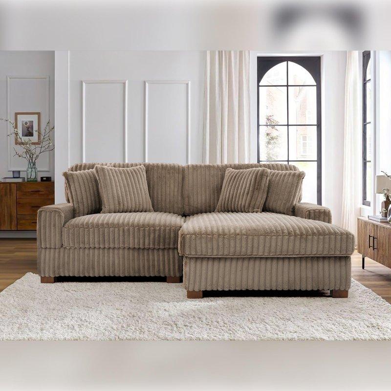 Kadife Kumaş Modüler Şezlonglu Köşe Koltuk - 210 cm - 257298