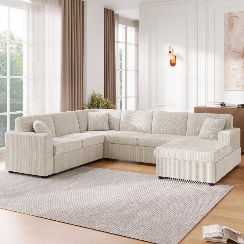 Kadife Kumaş U Şekilli Dinlenme Modüllü Köşe Koltuk - 293x230 cm - 256285