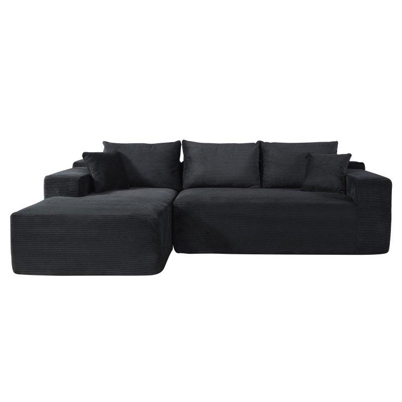 Kadife Kumaş Yataklı Modüler 5 Kırlentli Köşe Koltuk - 245x155 cm - 258770