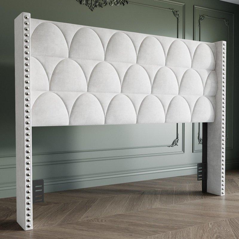 Kadife Kumaş Zımba Detaylı Kulaklı Yüksek Yatak Başlığı - 143 cm - 335282