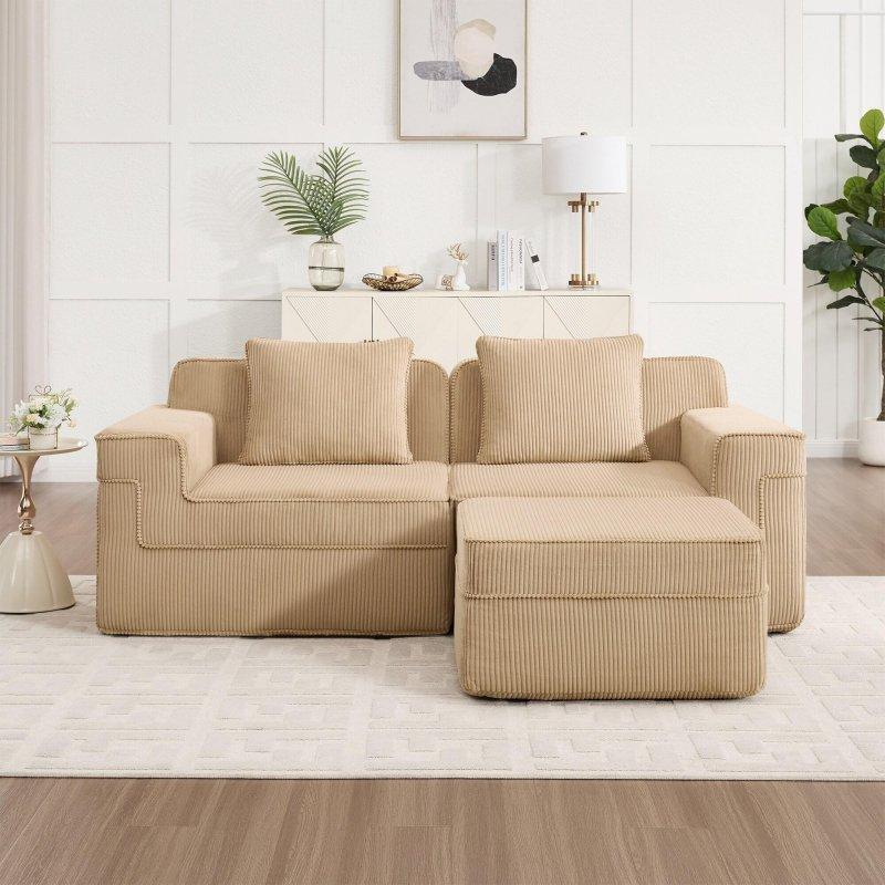 Kadife L Köşe Derin Oturumlu Puf Dahil Bohem Koltuk - 154x105 cm - 283370