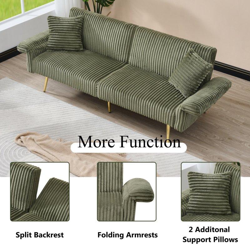 Kadife Metal Ayaklı Yataklı Bohem Koltuk - 201 cm - 279893