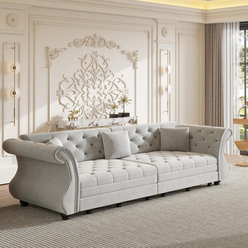 Kadife Metal İskeletli Kapitoneli Yataklı Bohem Koltuk - 248 cm - 289036