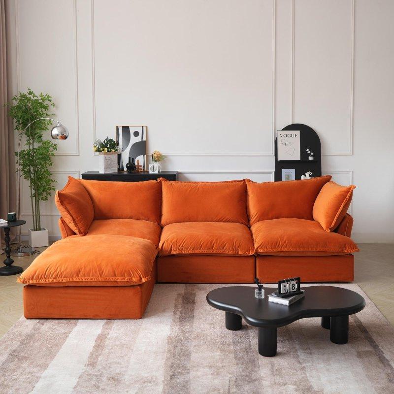 Kadife Modüler Puflu Yönü Değiştirilebilir Köşe Koltuk - 312x212 cm - 260002 Kadife Modüler Puflu Yönü Değiştirilebilir Köşe Koltuk - 312x212 cm - 260002