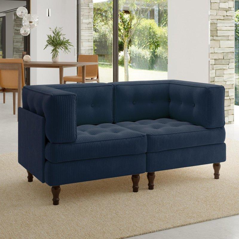 Kadife Modüler Sandıklı Puflu Köşe Koltuk - 211x146 cm - 255034