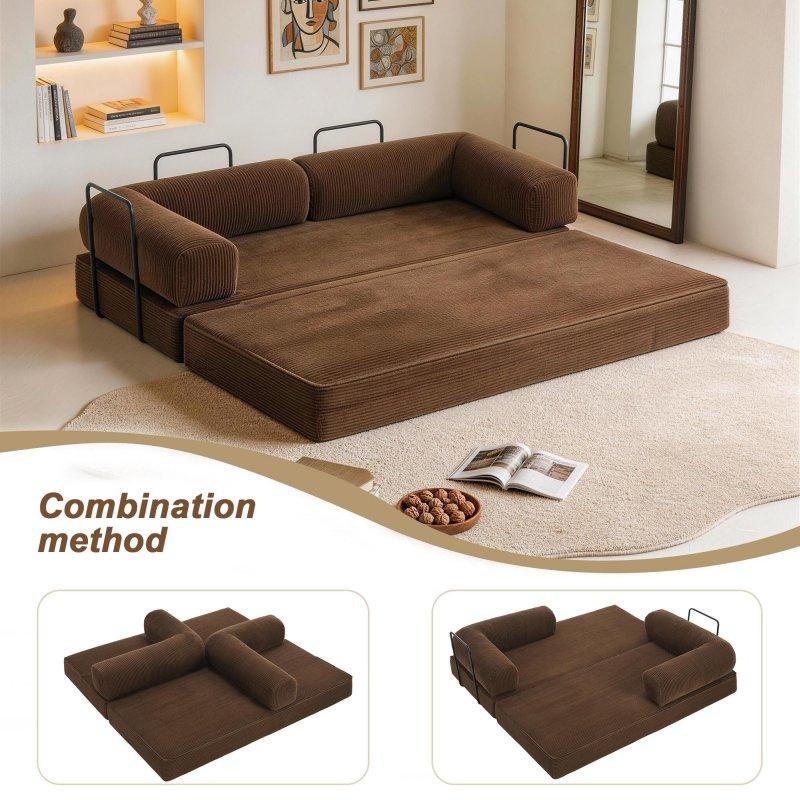 Kadife Modüler Yataklı Dikey Dokulu Bohem Koltuk - 201 cm - 293974