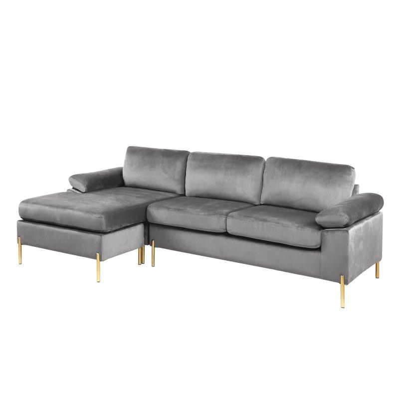 Kadife Uzanma Modüllü Metal Ayaklı Köşe Koltuk - 257 cm - 259430