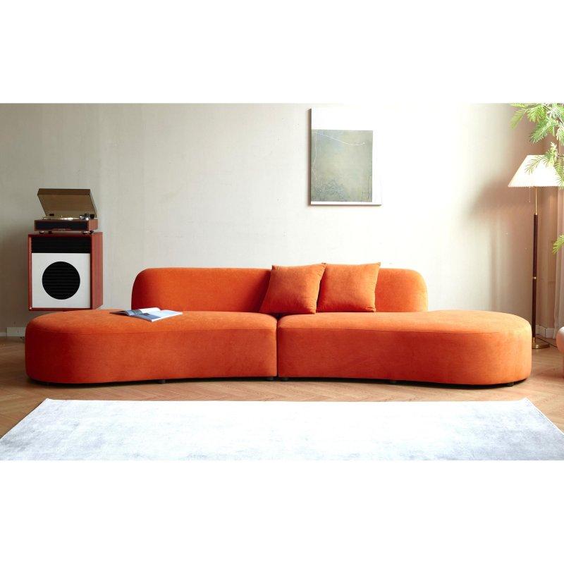 Kadife Yarım Ay Tasarımlı Modüler 6 Kişilik Köşe Koltuk - 337 cm - 259035