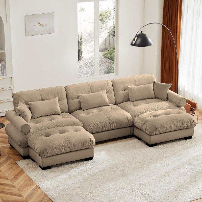 Kadife Yönü Değiştirilebilir Puf Dahil Modüler Köşe Koltuk - 331x157 cm - 257832