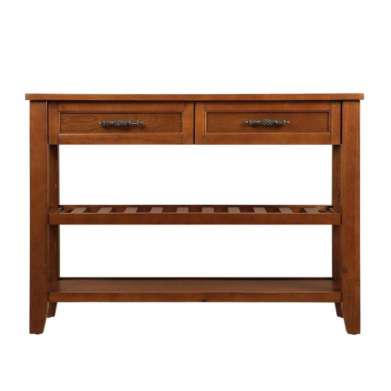 Kahverengi Ahşap 2 Çekmeceli 2 Raflı Vintage Dresuar - 107 cm - 332524
