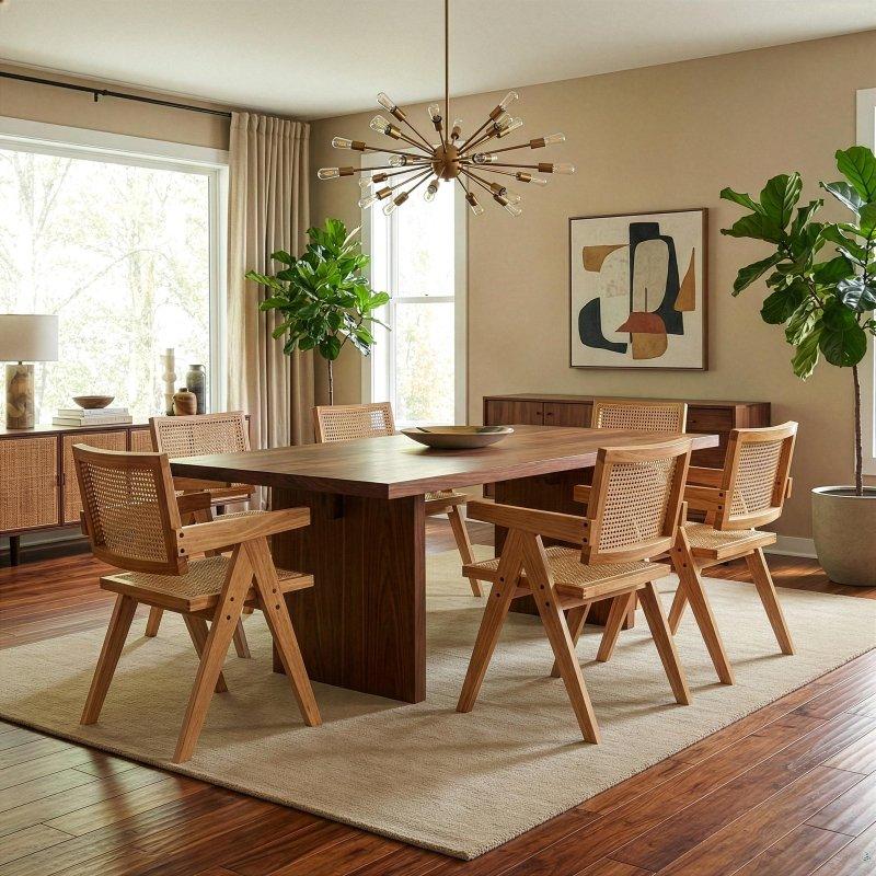 Kahverengi Ahşap 2li Set Rattan Sandalye - 251802
