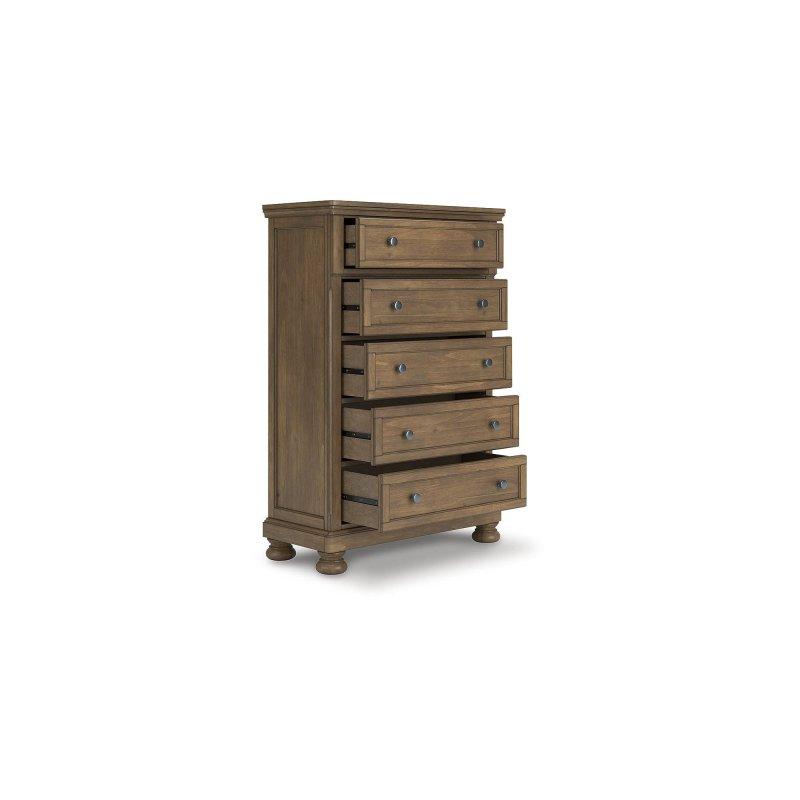 Kahverengi Ahşap 5 Çekmeceli Dikey Şifonyer - 101 cm - 306273
