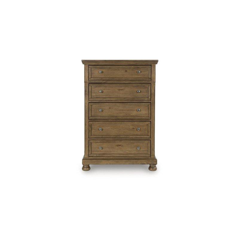 Kahverengi Ahşap 5 Çekmeceli Dikey Şifonyer - 101 cm - 306273