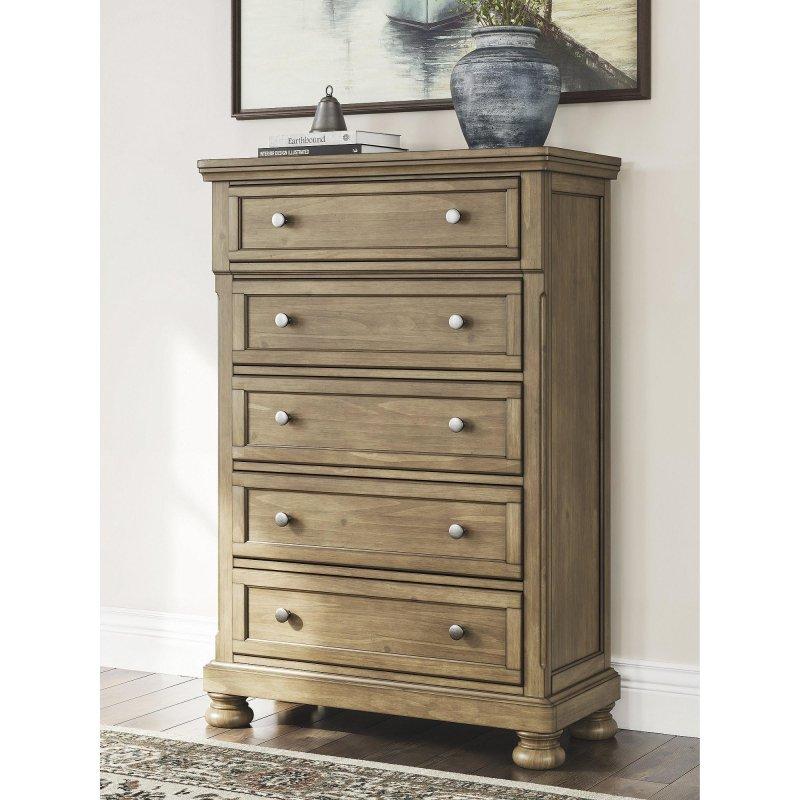 Kahverengi Ahşap 5 Çekmeceli Dikey Şifonyer - 101 cm - 306273