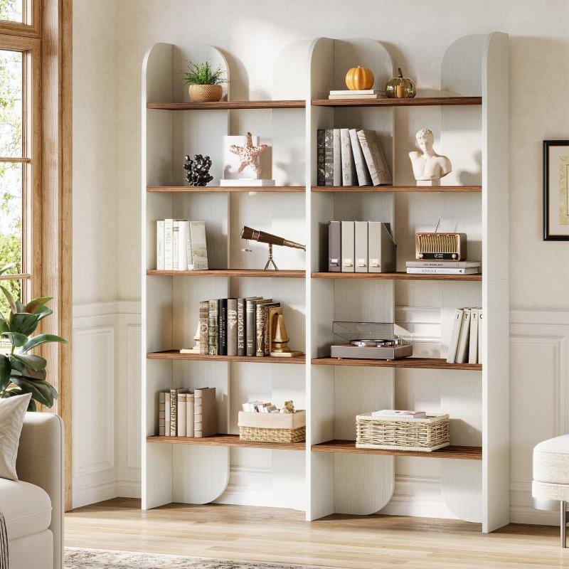 Kahverengi Ahşap 5 Raflı Geniş Açık Sırtlı Kır Evi Kitaplık - 181 cm - 313145