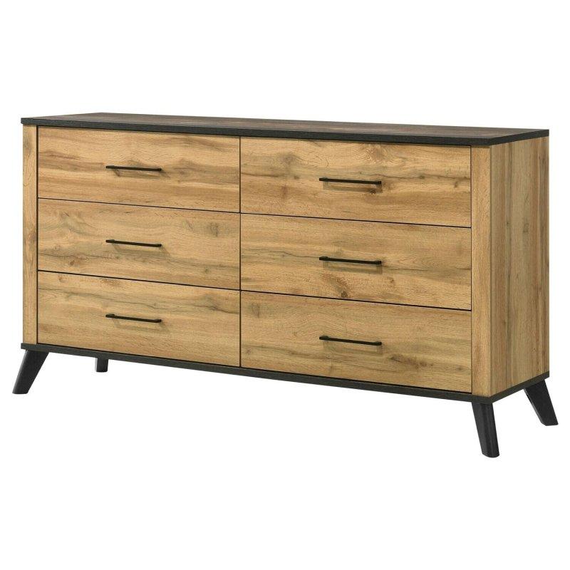 Kahverengi Ahşap 6 Çekmeceli Rustik Modern Şifonyer - 161 cm - 309587