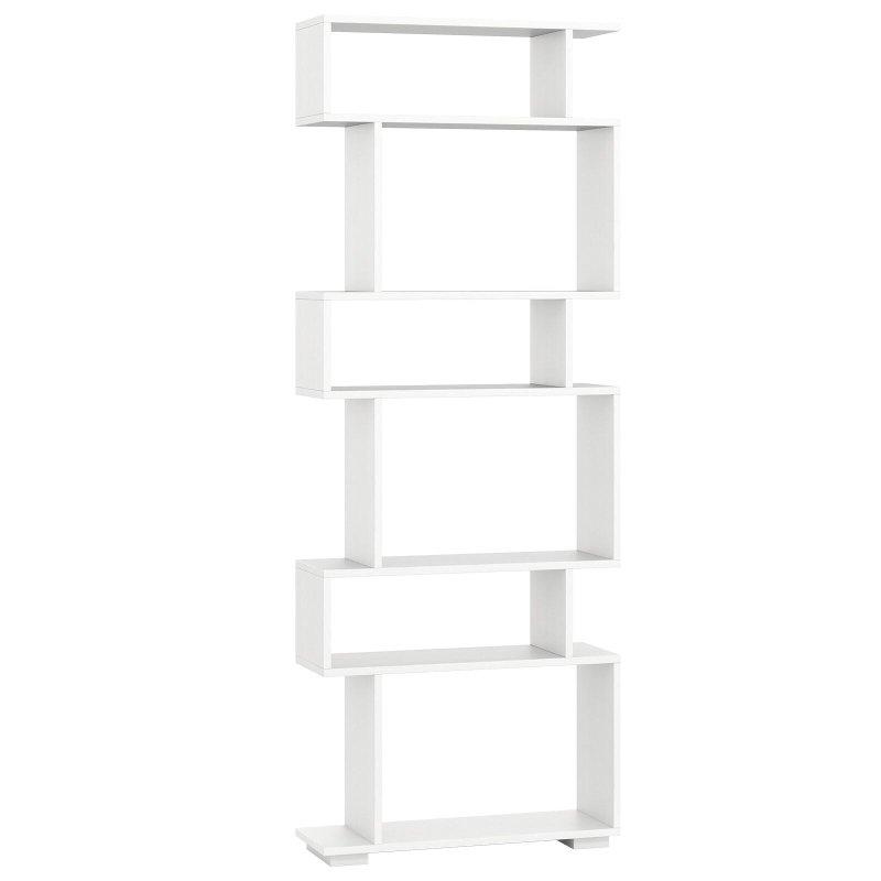 Kahverengi Ahşap 6 Raflı S Şekilli Geometrik Kitaplık - 163 cm - 312678
