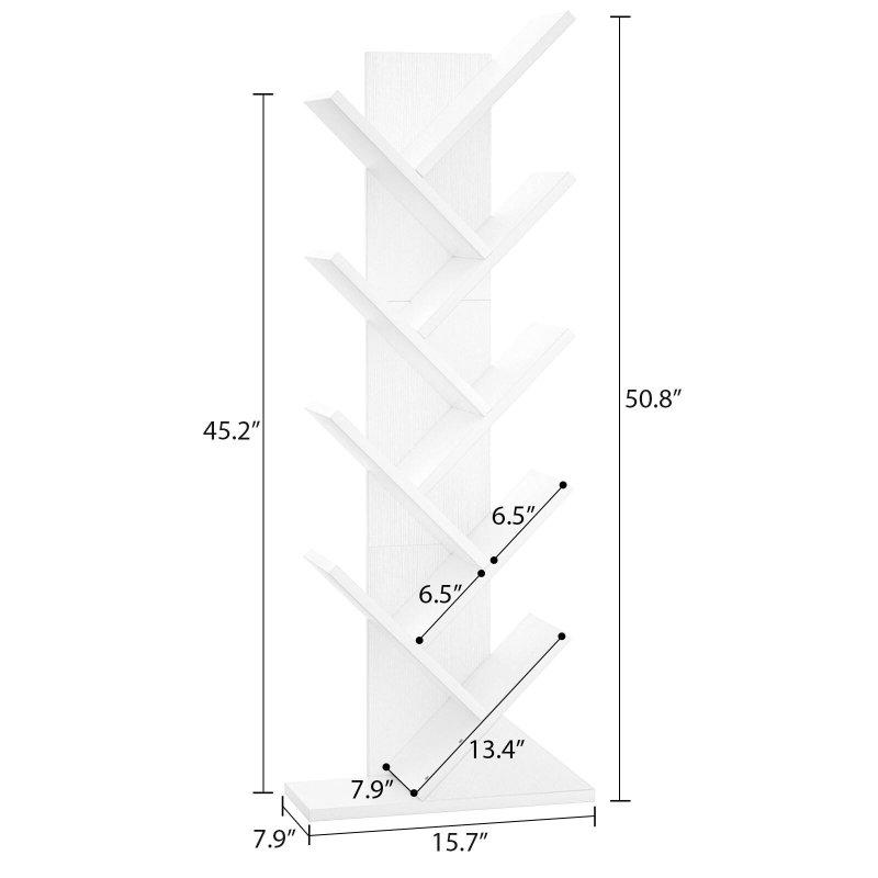 Kahverengi Ahşap 9 Raflı Ağaç Tasarımlı Kitaplık - 130x40 cm - 315580