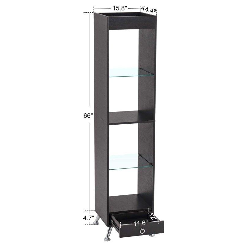 Kahverengi Ahşap Ayarlanabilir Cam Raflı Dar Kitaplık - 37x41x168 cm - 317011