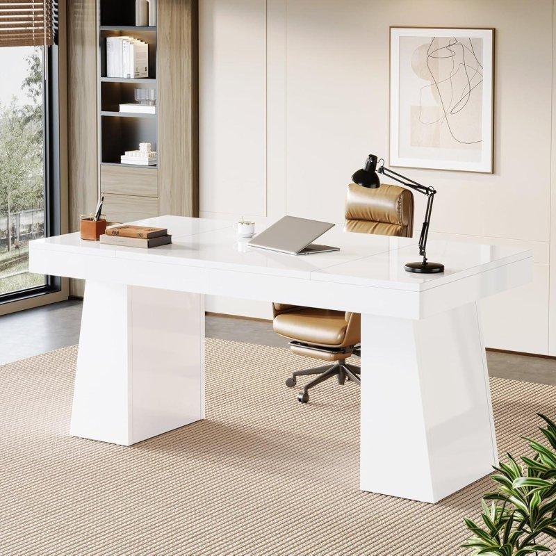 Kahverengi Ahşap Çift Kaideli Ofis Masası - 140 cm - 326181