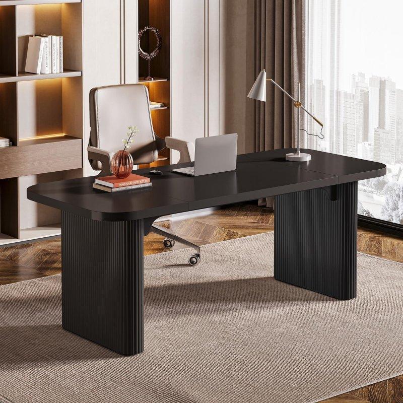 Kahverengi Ahşap Çift Kaideli Ofis Masası - 158 cm - 327498