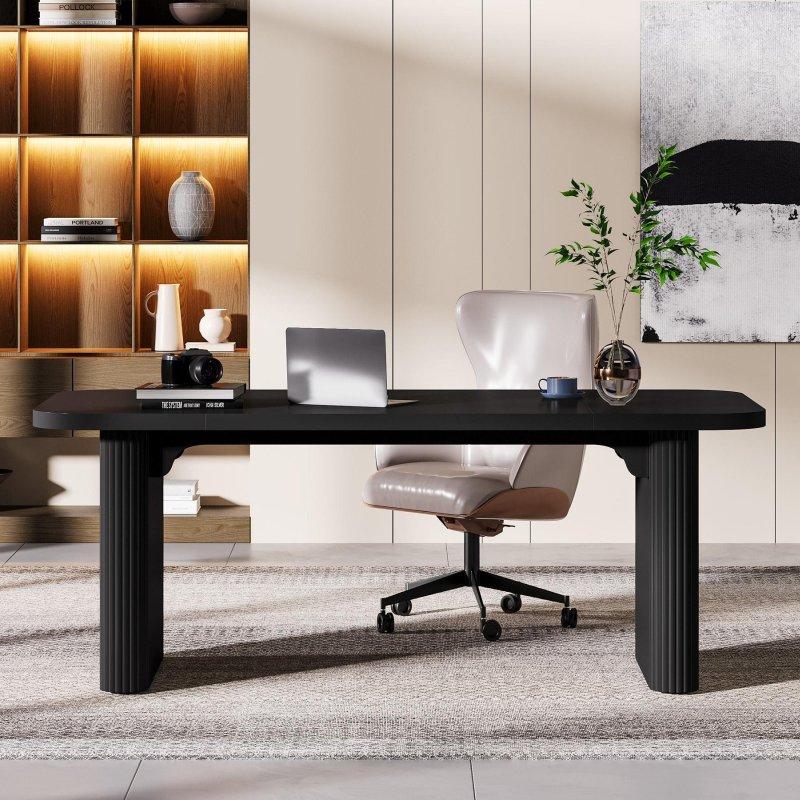 Kahverengi Ahşap Çift Kaideli Ofis Masası - 158 cm - 327498