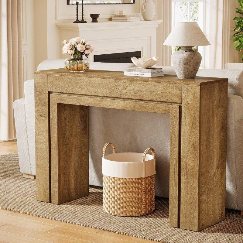 Kahverengi Ahşap Dokulu Sütun Bacaklı Modern Dresuar - 105 cm - 331918