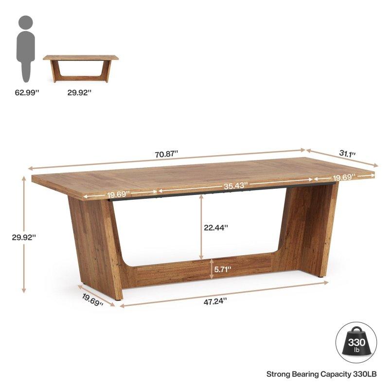Kahverengi Ahşap Endüstriyel Dikdörtgen Ofis Masası - 181x80 cm - 327598