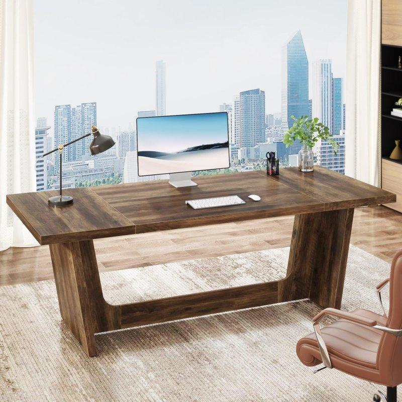 Kahverengi Ahşap Endüstriyel Dikdörtgen Ofis Masası - 181x80 cm - 327598 Kahverengi Ahşap Endüstriyel Dikdörtgen Ofis Masası - 181x80 cm - 327598