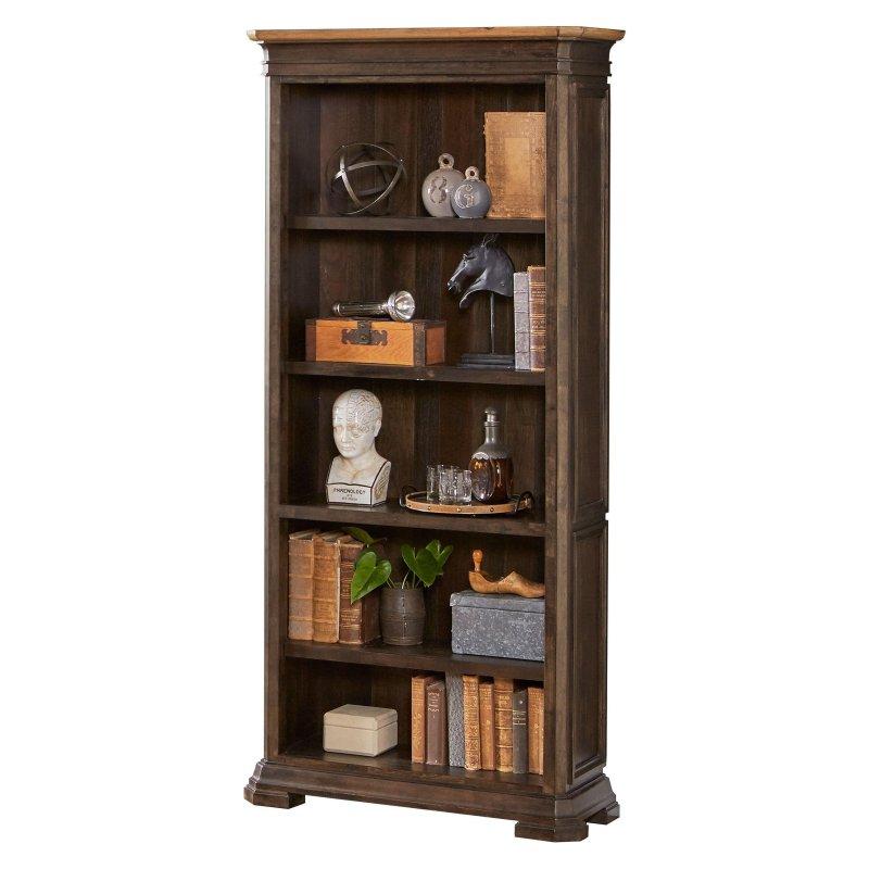 Kahverengi Ahşap Eskitme Tasarım Açık Kitaplık - 92x199x36 cm - 314315