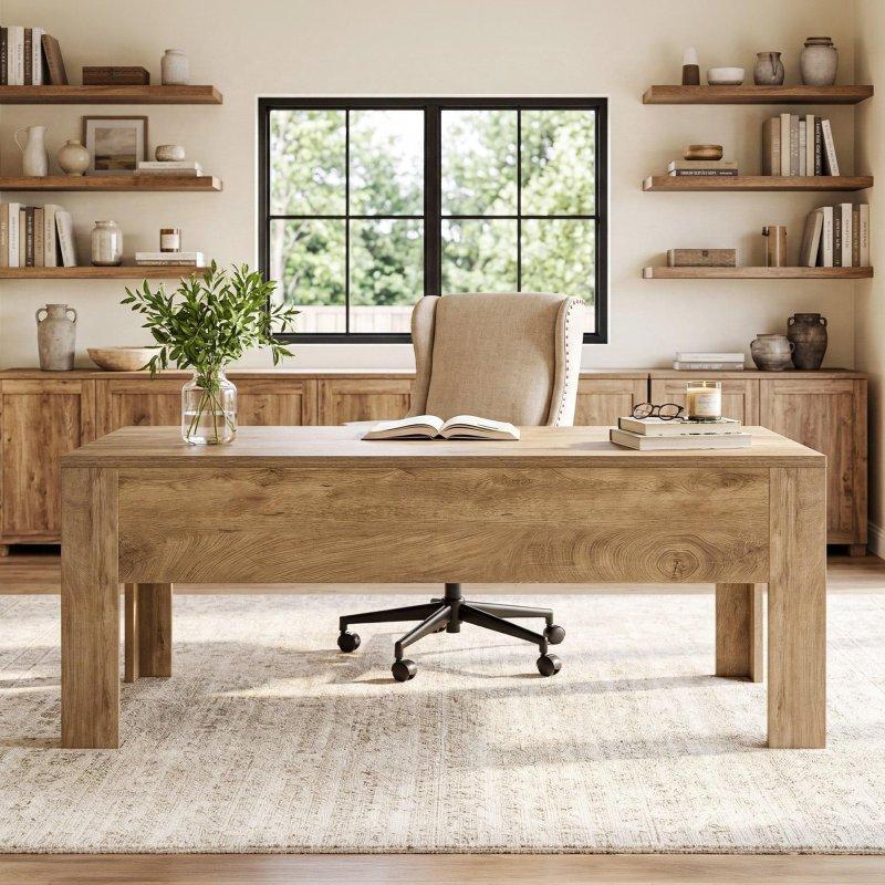Kahverengi Ahşap Geniş Ofis Masası - 161x81x76 cm - 328180
