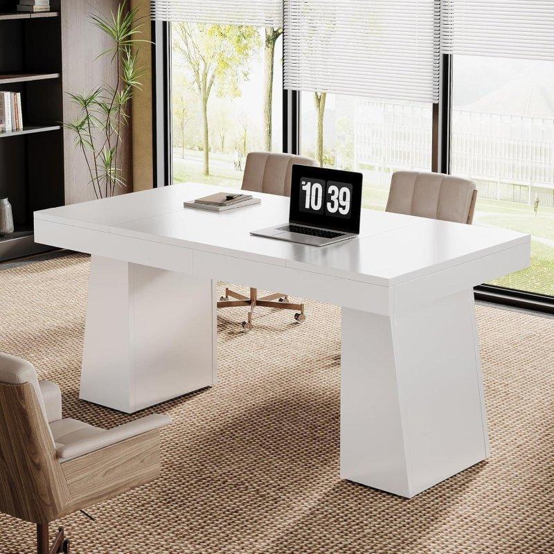 Kahverengi Ahşap Kaide Ayaklı Dikdörtgen Ofis Masası - 140 cm - 326540