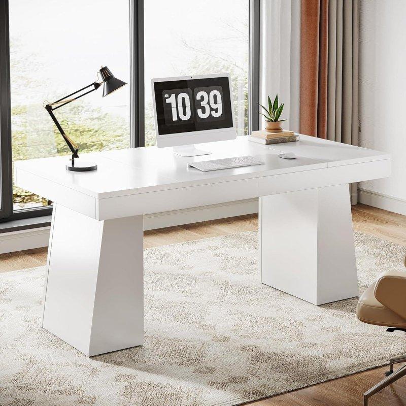 Kahverengi Ahşap Kaide Ayaklı Dikdörtgen Ofis Masası - 140 cm - 326540