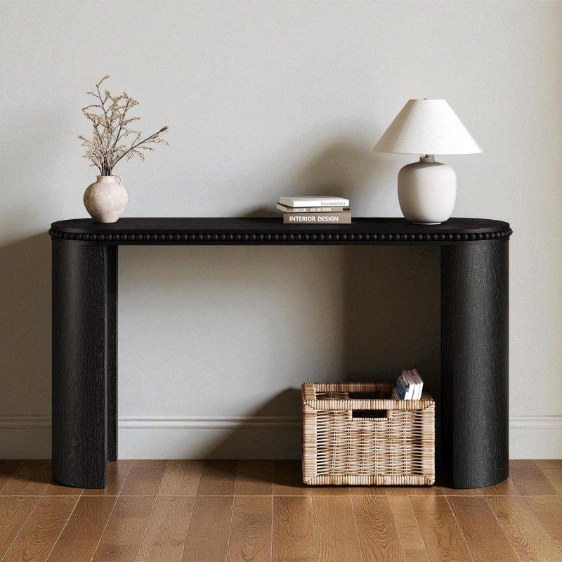 Kahverengi Ahşap Kaplama Boncuklu Süslemeli Kavisli Ayaklı Oval Dresuar - 153 cm - 331301 Kahverengi Ahşap Kaplama Boncuklu Süslemeli Kavisli Ayaklı Oval Dresuar - 153 cm - 331301