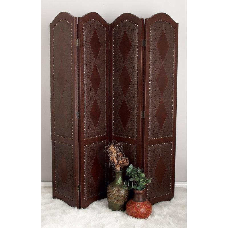 Kahverengi Ahşap Katlanır 4 Panelli Paravan - 163x181 cm - 321099