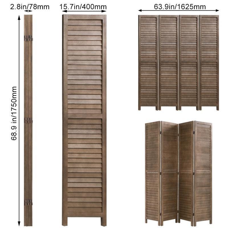 Kahverengi Ahşap Katlanır Portatif Paravan - 175x39 cm - 321378