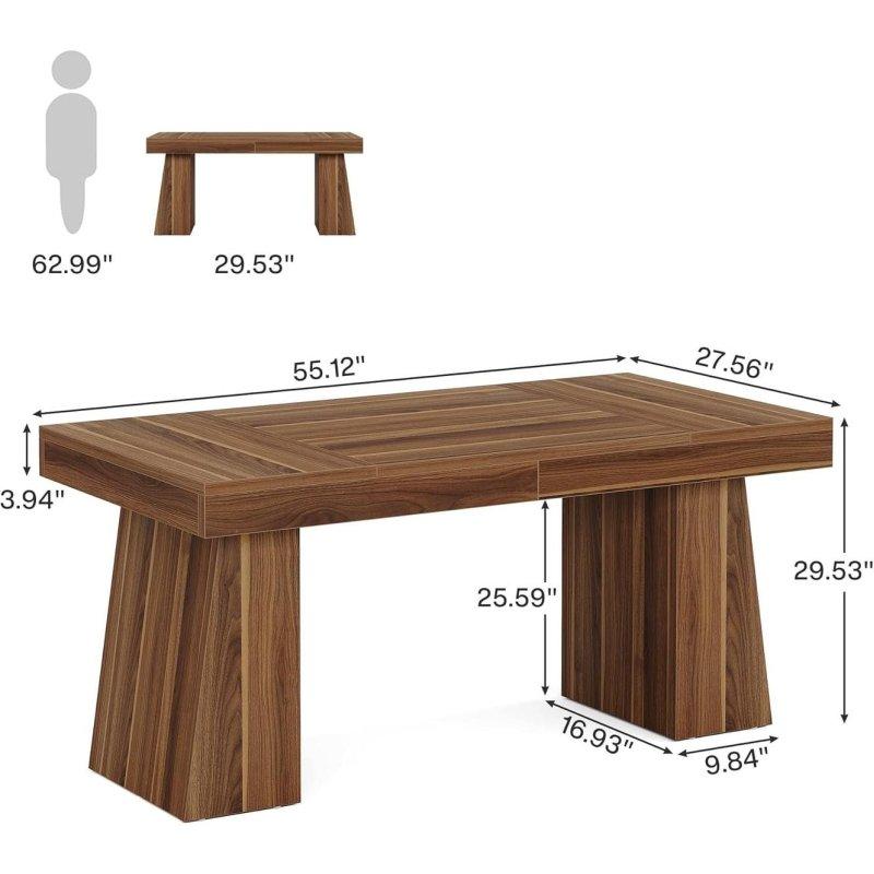 Kahverengi Ahşap Metal Çift Trapez Ayaklı Yönetici Ofis Masası - 140 cm - 327997