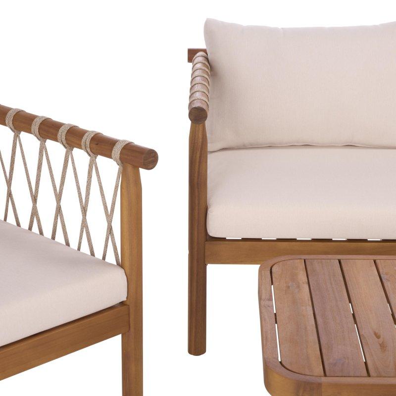 Kahverengi Ahşap Minderli 4 Parça Bahçe Takımı - 138x79x67 cm - 275147