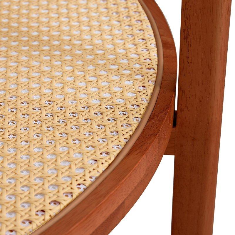 Kahverengi Ahşap Rattan Desenli Raflı Çizgili Cam Yuvarlak Orta Sehpa - 88x45 cm - 241017