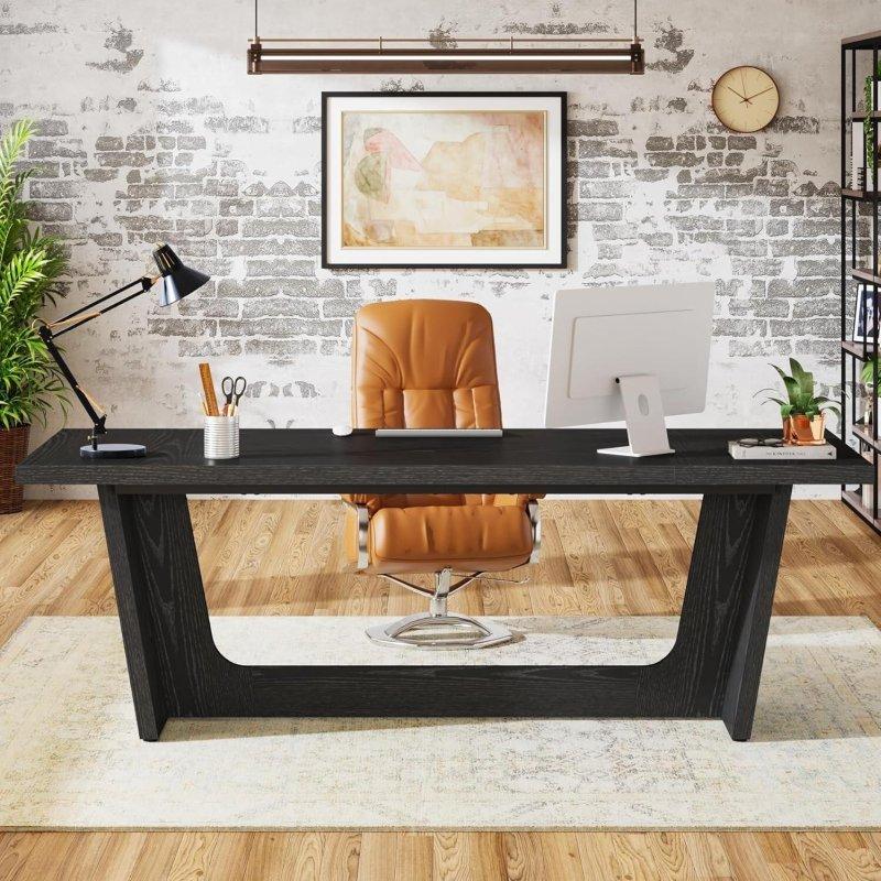 Kahverengi Ahşap Rustik Endüstriyel Tasarım Ofis Masası - 181x80 cm - 326799