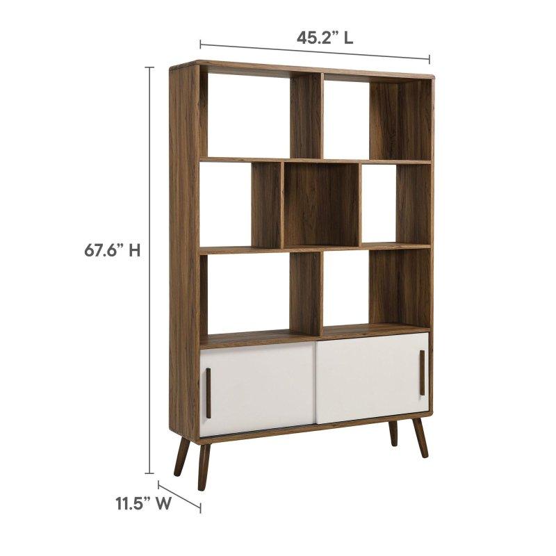 Kahverengi Ahşap Sürgülü Kapaklı Yüzyıl Ortası Tasarım Kitaplık - 115x172 cm - 317730