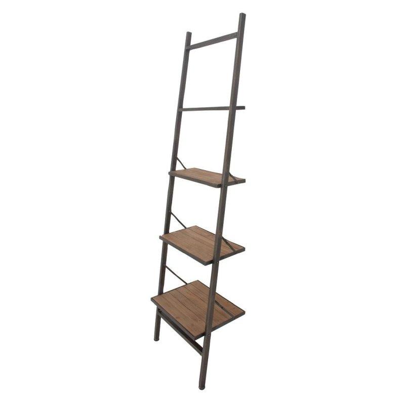 Kahverengi Ahşap ve Metal Merdiven Tipi 4 Raflı Kitaplık - 51x36x196 cm - 320738