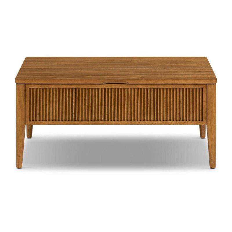 Kahverengi Akasya Ağacı Asansörlü Saklama Alanlı Akıllı Sehpa - 97x64 cm - 254742