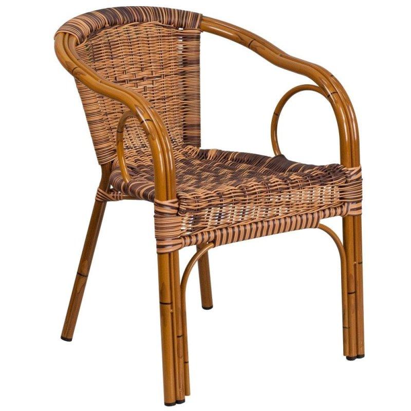 Kahverengi Alüminyum İskeletli İstiflenebilir Rattan Sandalye - 253154