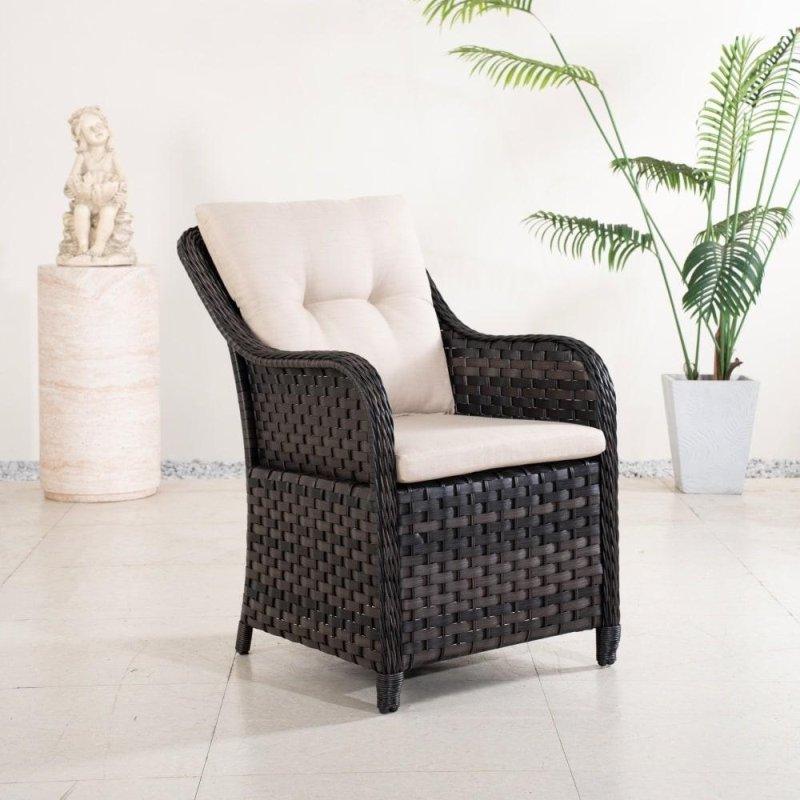Kahverengi Alüminyum Minderli Kolçaklı 2li Set Rattan Sandalye - 252052