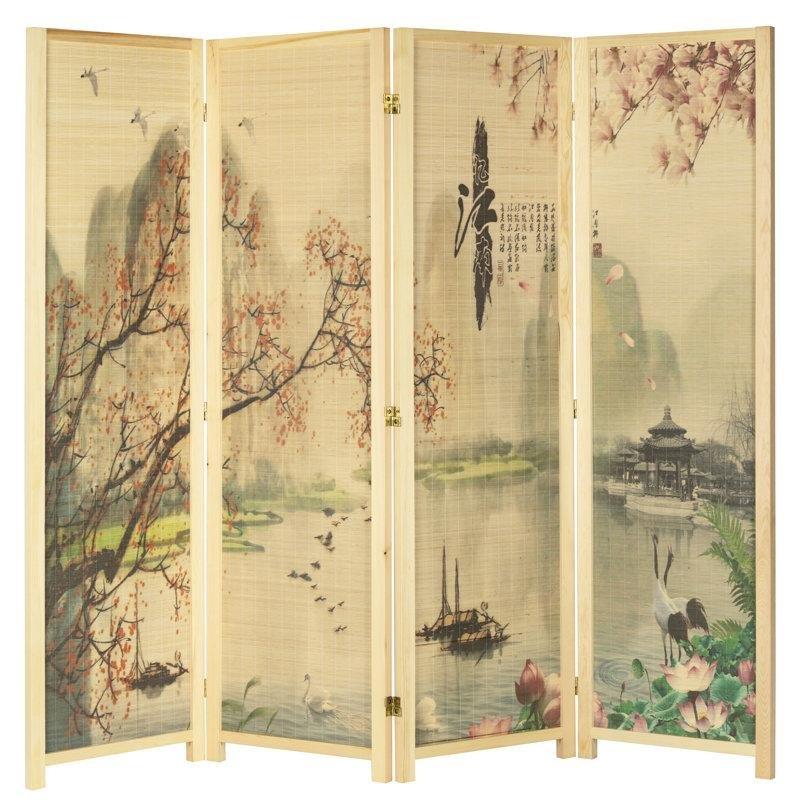 Kahverengi Bambu Rattan Katlanır Paravan - 176x161 cm - 321421