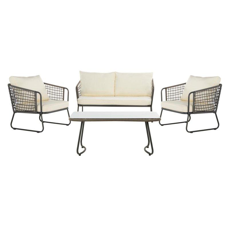 Kahverengi Beyaz Rattan Minderli 4 Kişilik Bahçe Takımı - 269736 Kahverengi Beyaz Rattan Minderli 4 Kişilik Bahçe Takımı - 269736