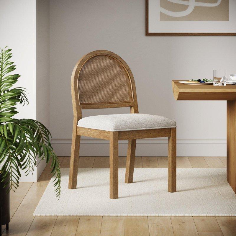 Kahverengi Bukle Kumaş Döşemeli Masif Kauçuk Ağacı Rattan Sandalye - 49 cm - 251687
